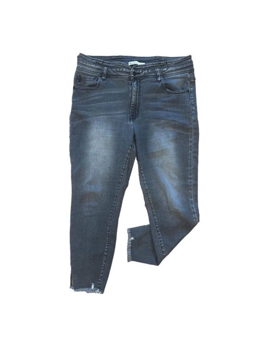 KANCAN High Rise Ankle Skinny Jeans Black Wash Size 16